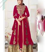 pink georgette embroidery zari and diamond semi stitched suit