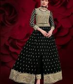 black georgette embroidery zari and diamond semi stitched suit