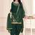 green silk blend embroidered sequined & plastic mirror semi stitched suit