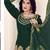green silk blend embroidered sequined & plastic mirror semi stitched suit