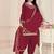 maroon silk blend embroidered sequined & plastic mirror semi stitched suit