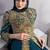 teal blue georgette zari & stone semi stitched suit