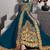 teal blue georgette zari & stone semi stitched suit
