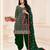 green cotton blend embroidered sequined & plastic mirror semi stitched suit