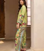 lime green rayon printed semi stitched suit