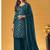 teal blue georgette embroidered & sequined semi stitched suit