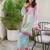 sky blue rayon printed semi stitched suit