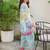sky blue rayon printed semi stitched suit