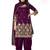 purple silk blend embroidered sequined & plastic mirror semi stitched suit