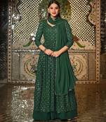 green georgette embroidered & sequined semi stitched suit