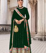 green georgette embroidered & sequined semi stitched suit