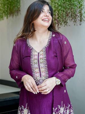 pink silk blend embroidery work semi stitched suit 4