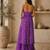purple faux georgette bandhani semi stitched suit