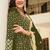 olive green georgette embroidered & sequined semi stitched suit