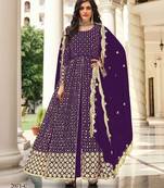 purple georgette embroidered & sequined semi stitched suit
