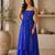 blue faux georgette bandhani semi stitched suit