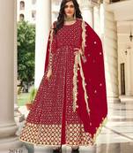 pink georgette embroidered & sequined semi stitched suit