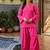 pink cotton blend solid semi stitched suit