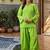 lime green cotton blend solid semi stitched suit