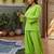 lime green cotton blend solid semi stitched suit