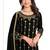 black silk blend embroidered & mirror work semi stitched suit