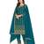 teal blue silk blend plastic mirror embroidered and sequined semi stitched suit