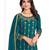 teal blue silk blend plastic mirror embroidered and sequined semi stitched suit