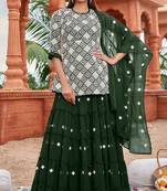 green georgette embroidered & thread semi stitched suit