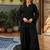 black cotton blend solid semi stitched suit