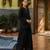 black cotton blend solid semi stitched suit