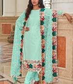 turquoise georgette embroidered & sequined semi stitched suit