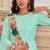 turquoise georgette embroidered & sequined semi stitched suit
