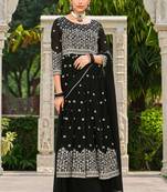 black georgette embroidery & sequined semi stitched suit