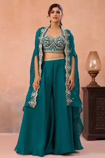 morpich organza beads embroidery with stones semi stitched suit