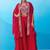 red crepe floral embroidery with beads & stones semi stitched suit