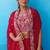 red crepe floral embroidery with beads & stones semi stitched suit