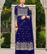 blue georgette embroidery & sequined semi stitched suit