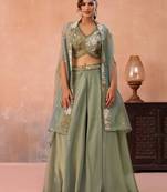 pista tissue beads embroidery with stones semi stitched suit