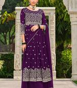 purple georgette embroidery & sequined semi stitched suit