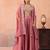 pink crepe beads embroidery with stones semi stitched suit