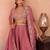 pink crepe beads embroidery with stones semi stitched suit
