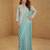 sky blue chiffon embroidered  mirror work hand work  sequined & tassels lace semi stitched suit