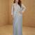 grey chiffon embroidered  mirror work hand work  sequined & tassels lace semi stitched suit