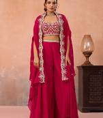 ranipink organza beads embroidery with stones semi stitched suit