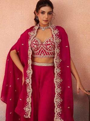 ranipink organza beads embroidery with stones semi stitched suit 2