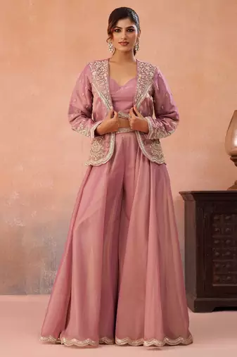 pista tissue embroidery work  sequined  beads & stone work semi stitched suit