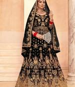 stunning black net embroidery work  sequined cording & stone work. semi stitched suit