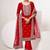 red velvet embroidery & sequined semi stitched suit