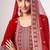 red velvet embroidery & sequined semi stitched suit