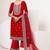red velvet embroidery & sequined semi stitched suit